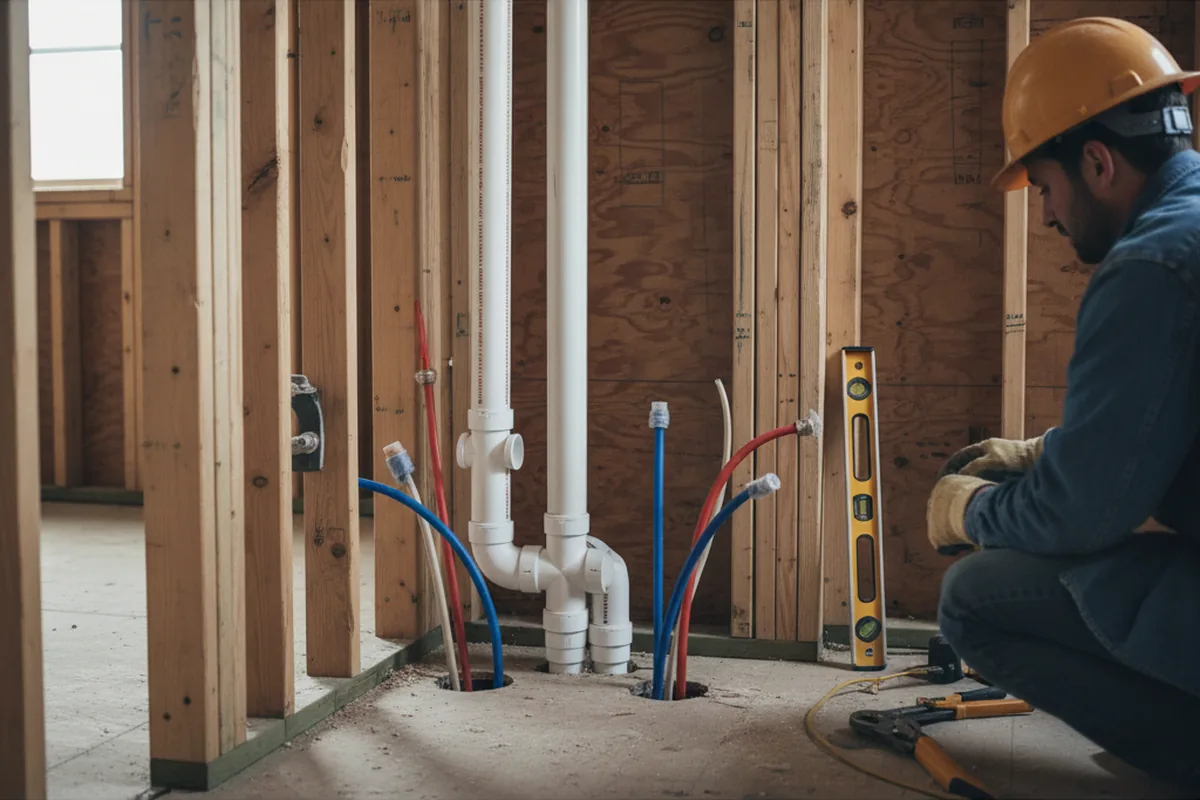 Drain and supply rough-in during Toilet Repair and Installation in Downey