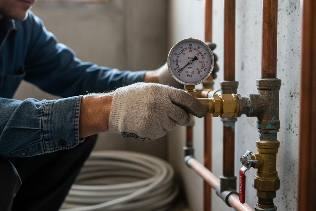 Pressure testing a repaired line during Water Line Repair in Downey